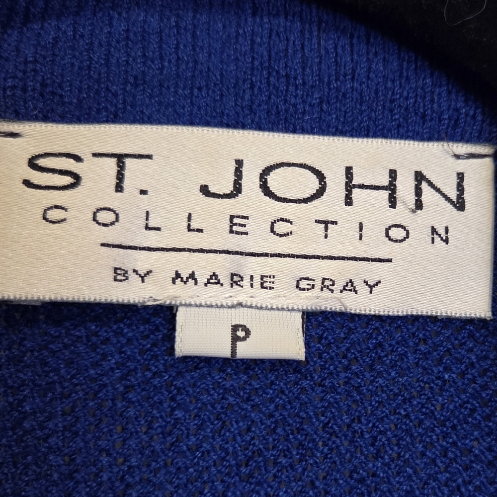 St. John Collection Marie Gray Military Jacket Cardigan Santana Knit Vintage - Picture 3 of 11